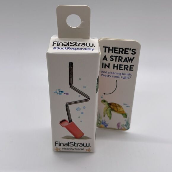 NWT FinalStraw Reusable Stainless Steel Foldable Straw - Coral - Picture 5 of 7